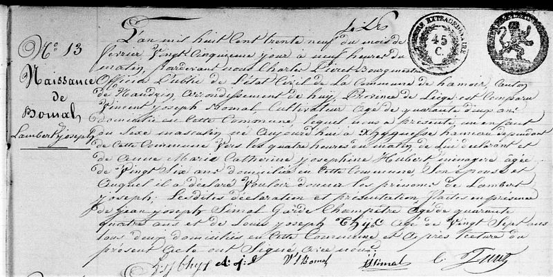Fichier:Bomal acte de naissance.jpg
