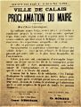 Déclaration du maire de Calais le 1 octobre 1914 à propos de l'armée belge