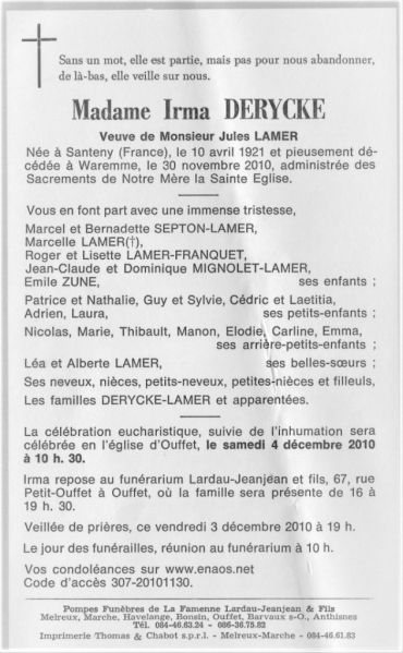 Fichier:Derycke Irma veuve Lamer Jules.JPG