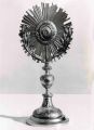 Reliquaire, forme d'ostensoir soleil, argent et laiton doré, XIXe