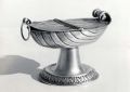 Navette, plinthe à palmettes, argent, XVIIIe
