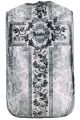 Chasuble, croix avec fleurs et fils de couleurs, XIXe