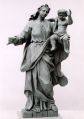 Statue, vierge à l'enfant, bois peint blanc et or, XVIIIe