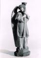 Statue, ange portant lumière, bois blanc polychromé, XIXe