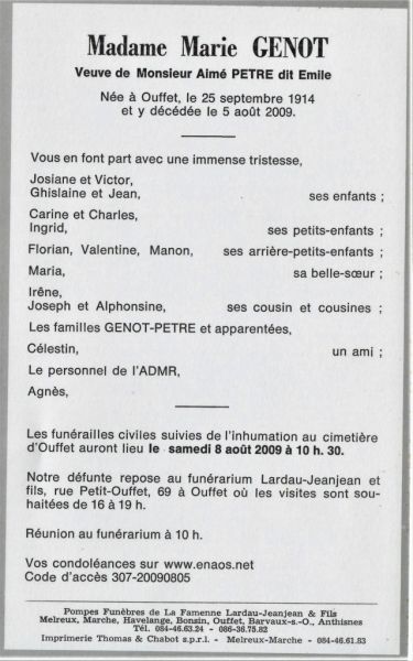 Fichier:Genot Marie veuve de Pêtre Aimé dit Emile.JPG