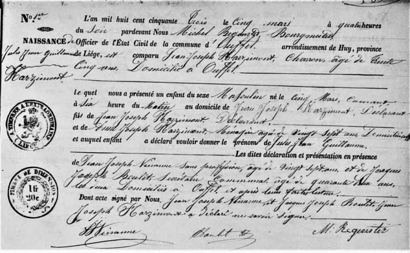 Fichier:Harzimont Jules Jean Guillaume acte de 0.jpg