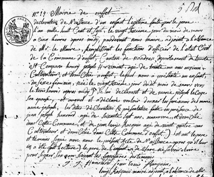 Fichier:Harzimont marie acte de naissance.jpg