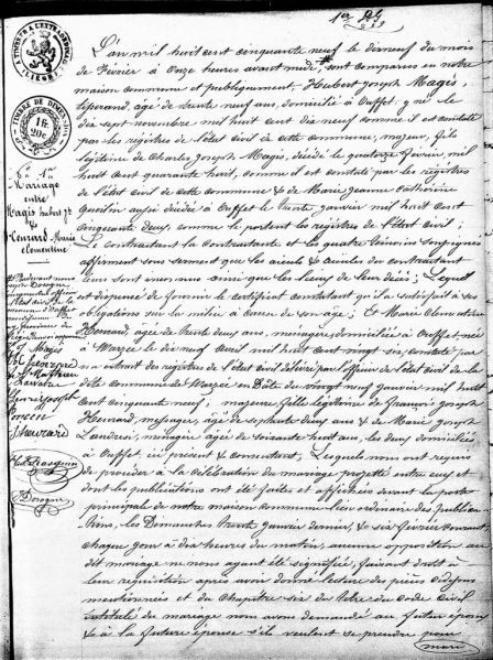 Fichier:Henrard Marie Clémentine X Magis Hubert 1 acte de 00.jpg