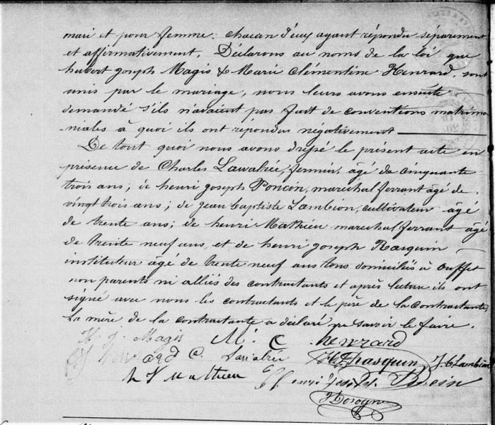 Fichier:Henrard Marie Clémentine X Magis Hubert 2 acte de 00.jpg