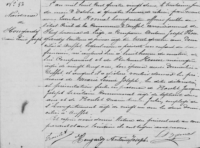 Fichier:Hougardy Marie Léonie acte de 0.jpg