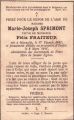 Souvenir du décès de Marie Joseph Sprimont maman de l'abbé H. Fraiteur