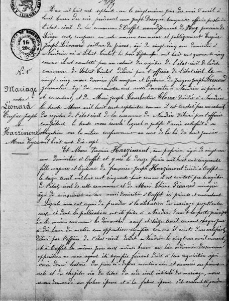 Fichier:Léonard Eugène X Harzimont Marie Virginie 1 acte de 00.jpg