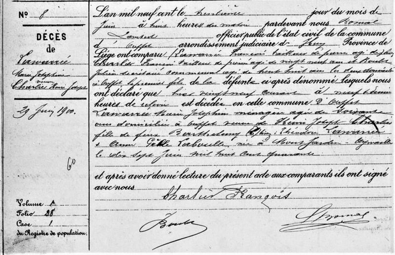 Fichier:Lawarée Marie Joséphine acte de +.jpg