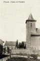 Vue sur l'église et le presbytère depuis la rue Autour de l'église