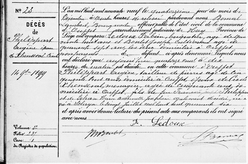 Fichier:Philippart Eugène acte de décès .jpg