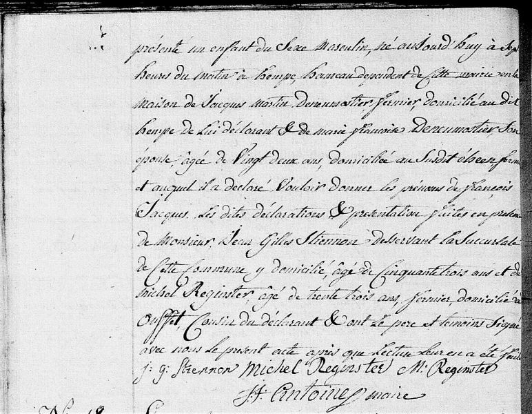 Fichier:Reginster François Jacques 2 acte de naissance .jpg
